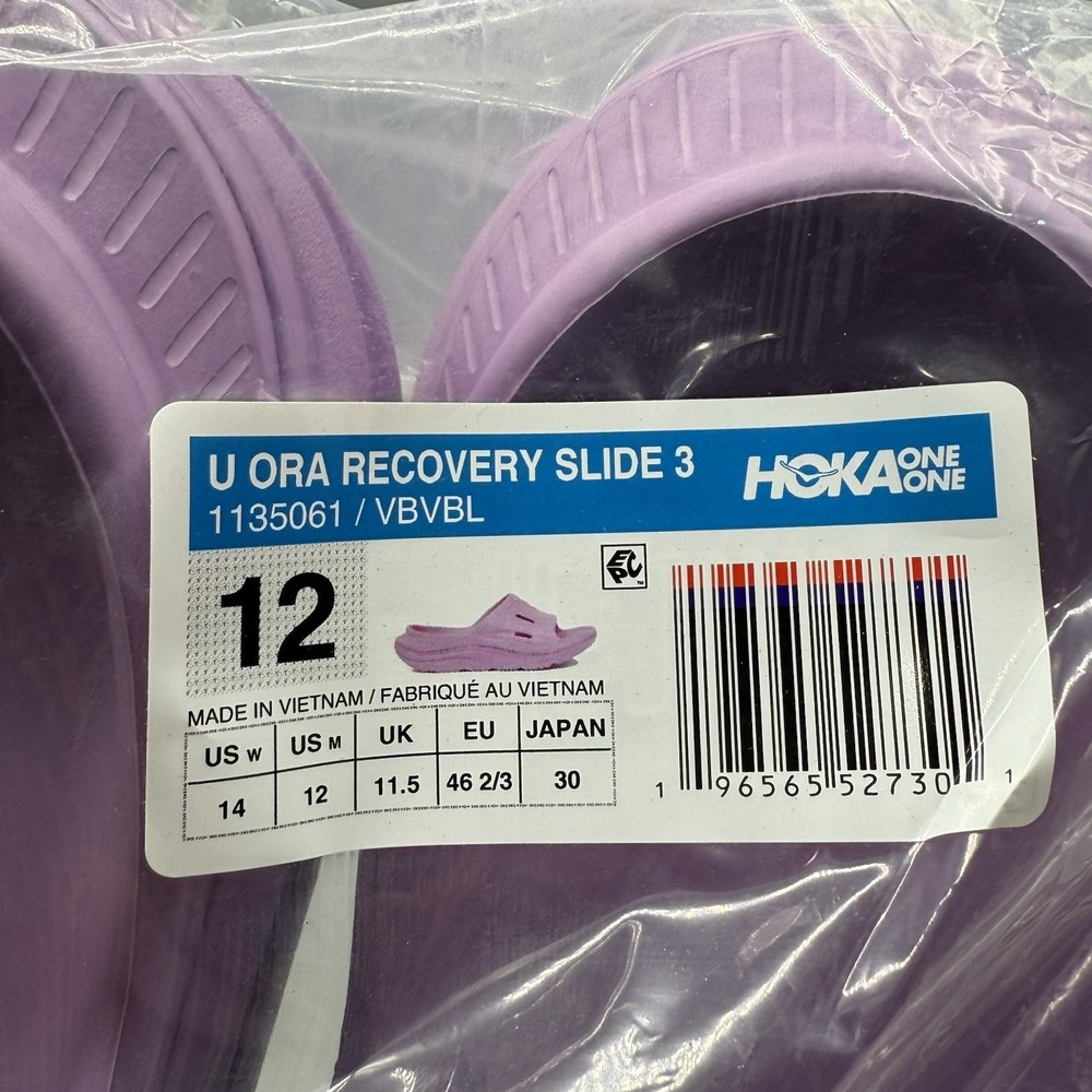 Hoka One Ora Recovery Slide 3‎ Sandals Purple Men's 12 Women's 14 Comfort - Picture 9 of 9
